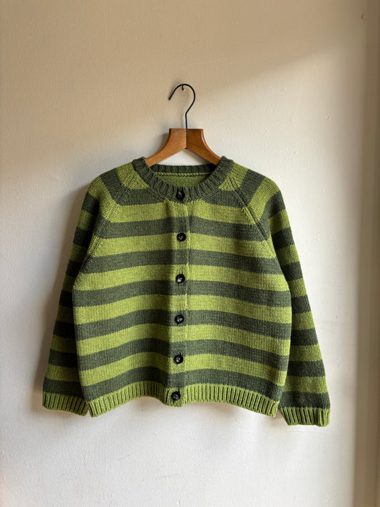 STRIPED RAGLAN CARDIGAN GREENS