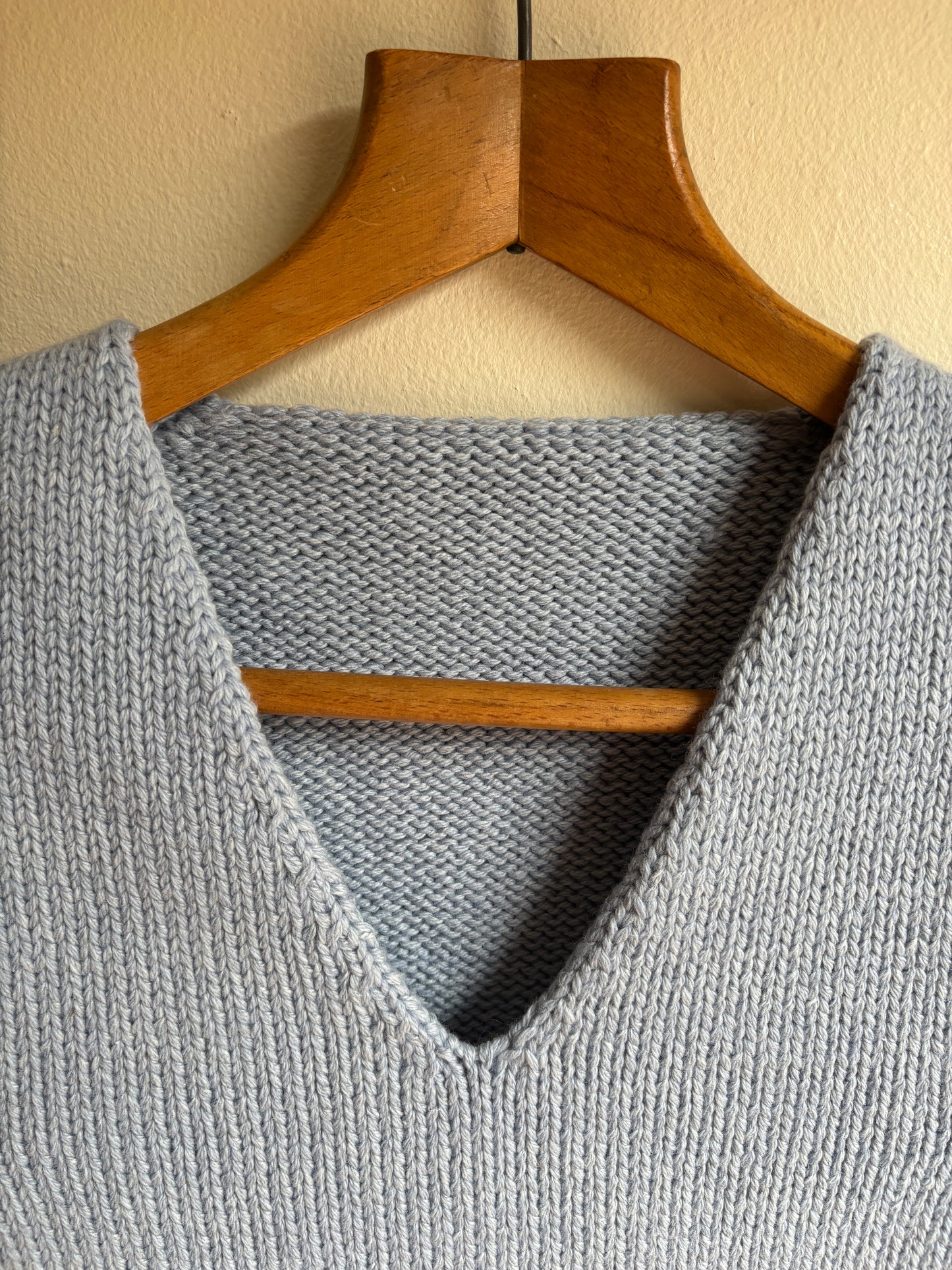 ORGANIC COTTON + MERINO V NECK VEST IN POWDER BLUE