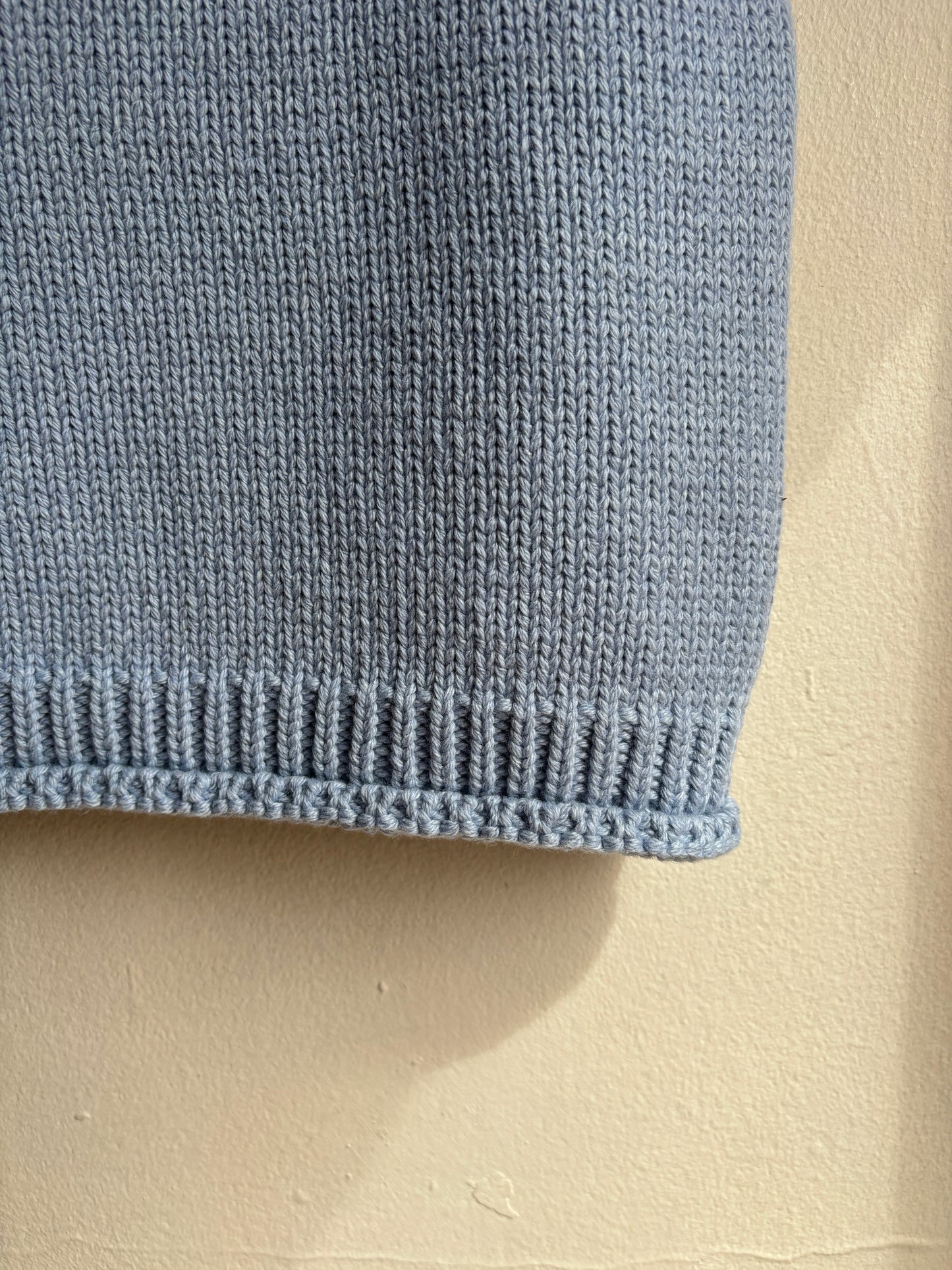 ORGANIC COTTON + MERINO V NECK VEST IN POWDER BLUE