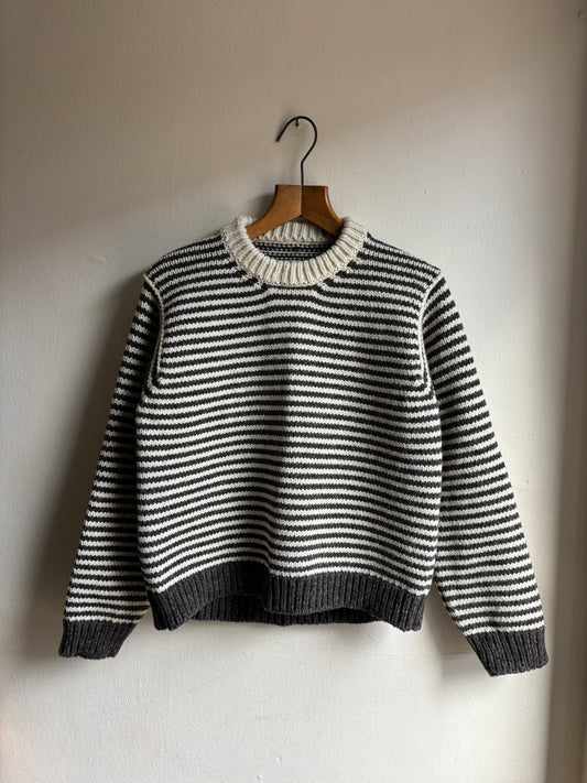 UNDYED BRITISH WOOL HUMBUG STRIPE CREW NECK JUMPER