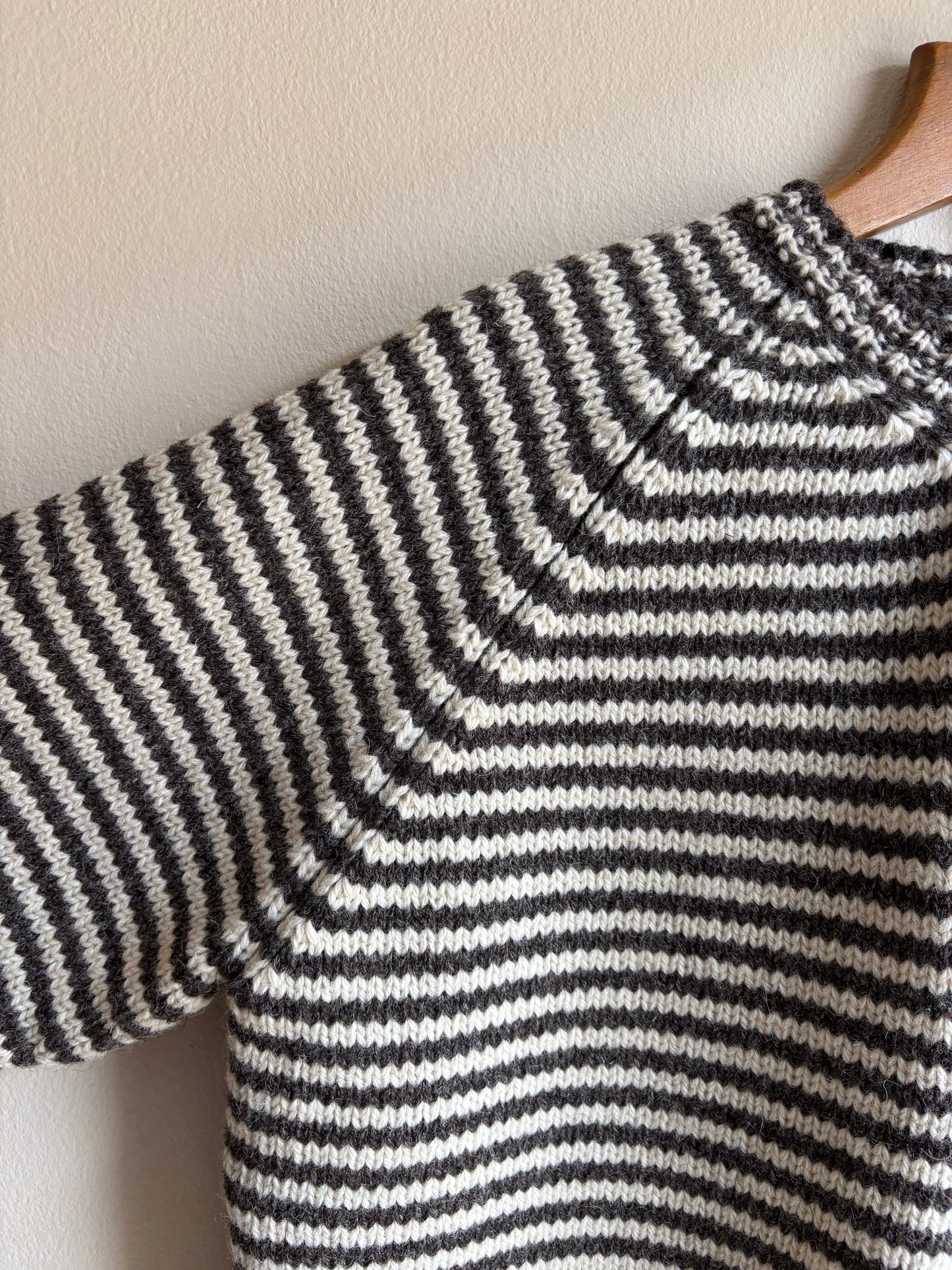 UNDYED BRITISH WOOL STRIPED RAGLAN CARDIGAN HUMBUG